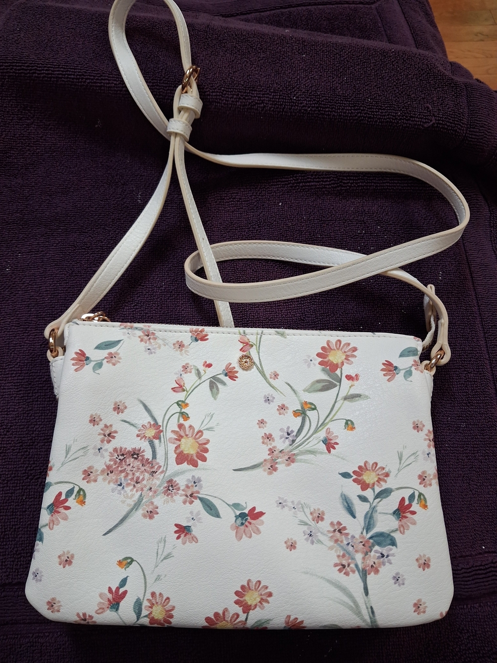 LC Lauren Conrad White, Pink, and Green Floral Crossbody Bag
